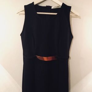 Black Bodycon with gold belt detail dress